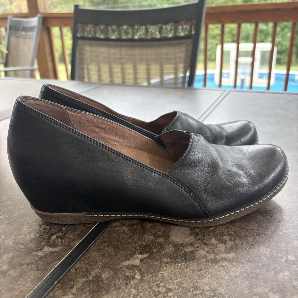 Dansko Women's Liliana Clog Size 42 Black Nubuck Wedge Slip-On Work Shoe US 11.5